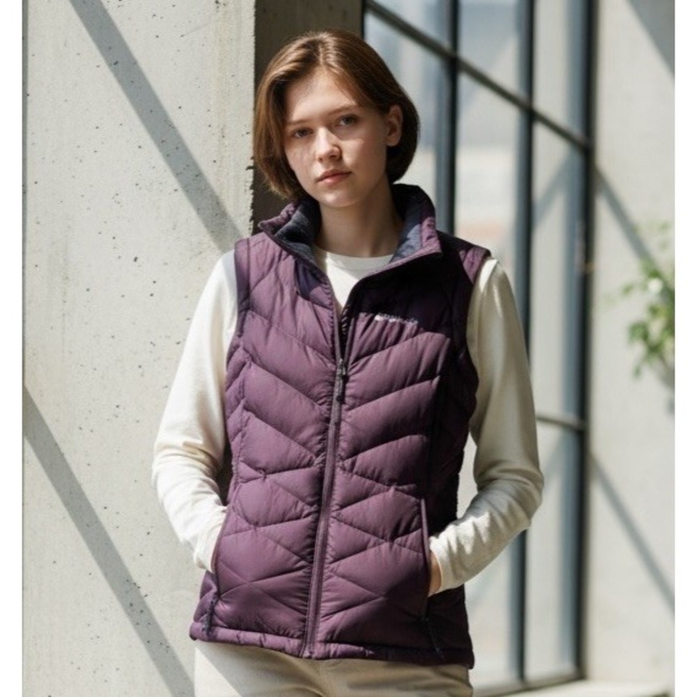 Columbia Vest Omni Heat Purple Quilted Full Zip Puffer Ski Hiking Women's S EUC